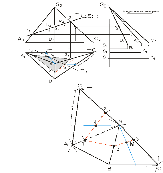 Пересечение пирамиды и Призмы. Пересечение пирамиды плоскостью. Пересечение поверхностей многогранников. Сечение многогранника плоскостью Начертательная геометрия.