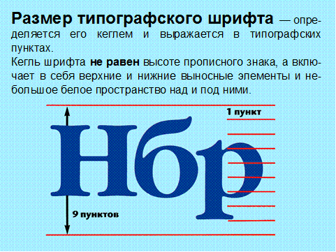 Размер типографского шрифта измеряется в пунктах