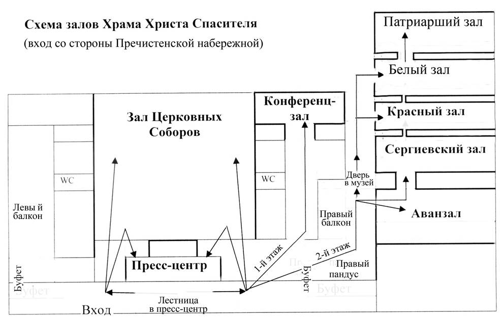 Схема зала в храме христа спасителя