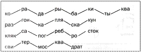 Столбики слов по слогам