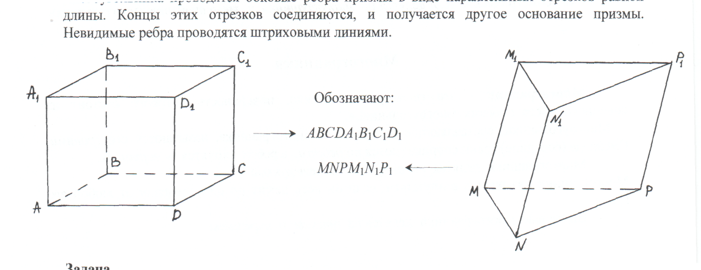 Чертеж прямой четырехугольной призмы