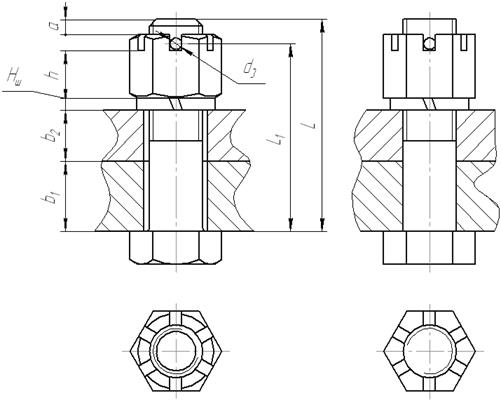 Соединение болт гайка шайба. Чертеж болтового соединения со шплинтом. Соединение винт гайка чертеж. Болтовое соединение болт шайба гайка. Болтовые соединения недотяжка гайки.