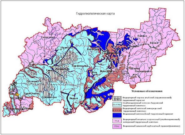 Карта водоносных слоев бийска