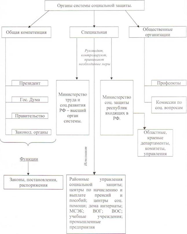 Структура органов социального обеспечения схема