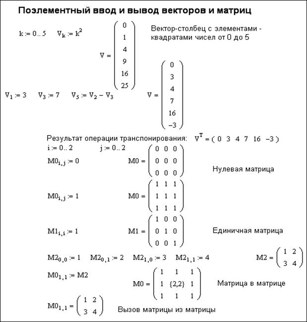 На рисунке представлен фрагмент документа mathcad элемент матрицы a1 2
