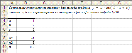 Создайте следующую таблицу