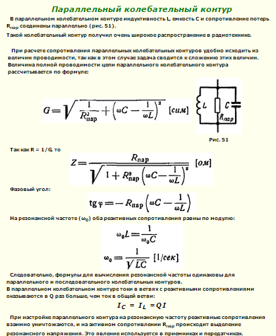 Схема параллельного колебательного контура