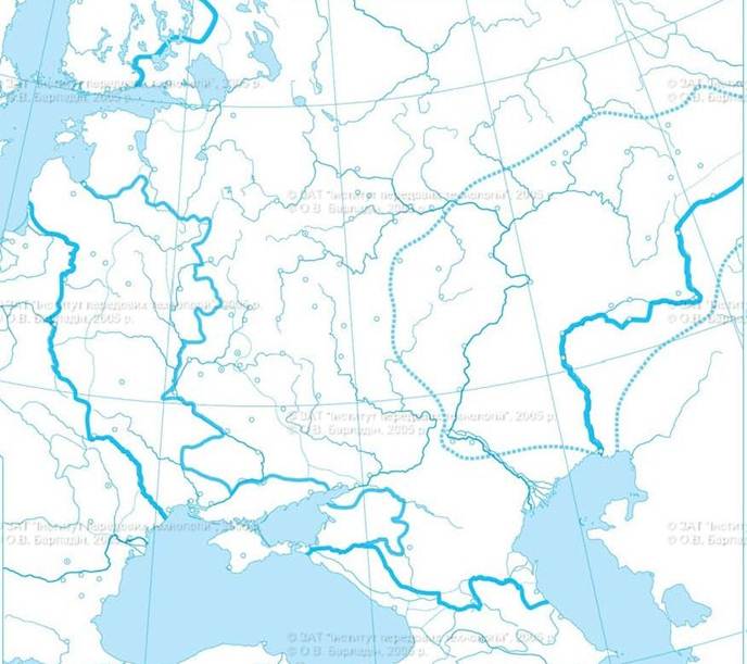 Контурная карта россия с конца 17 века по 60 е годы 18 века европейская часть