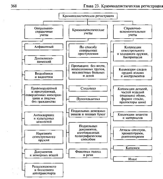 Виды криминалистических учетов схема