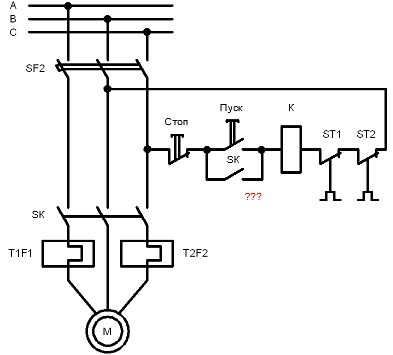 Схема кнопки пускателя