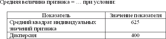 Определите среднюю величину признака