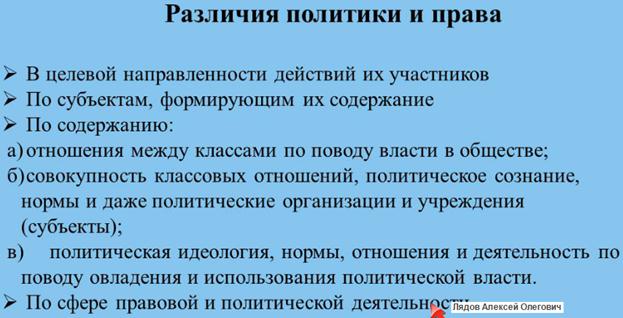 Различия в политических итогах. Право и политика различия. Отличие политики от власти.