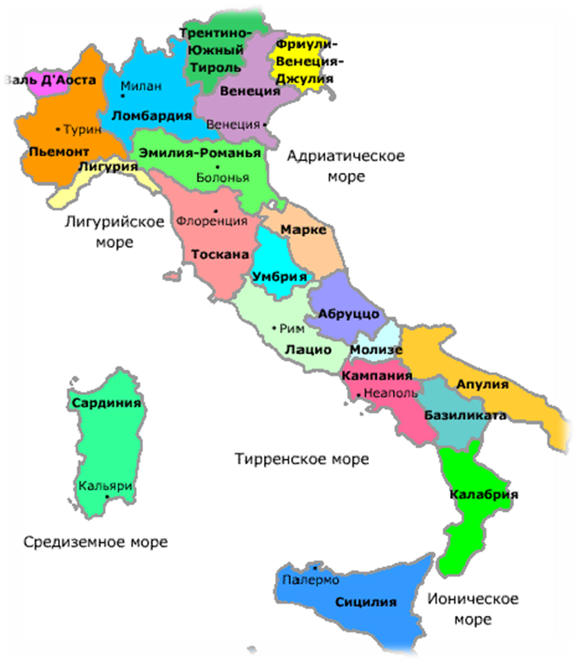 Административно территориальное италии