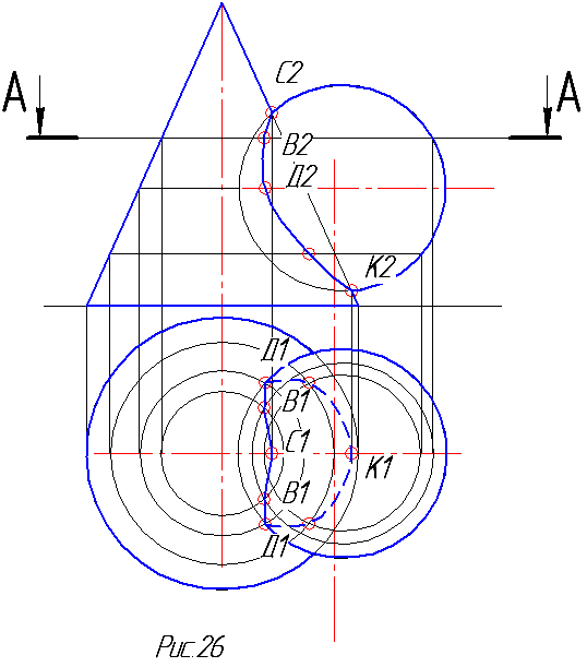 Линия пересечения поверхности вращения. Линия пересечения двух поверхностей Начертательная геометрия. Построение линий пересечения методом секущих плоскостей. Метод вспомогательных секущих плоскостей. Фронтальными проекциями линии пересечения поверхностей являются.