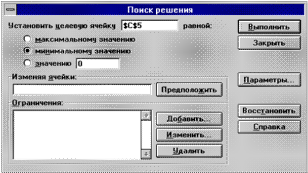 Параметры ячейки