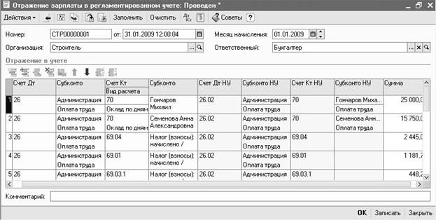 Начислена зарплата бухгалтера